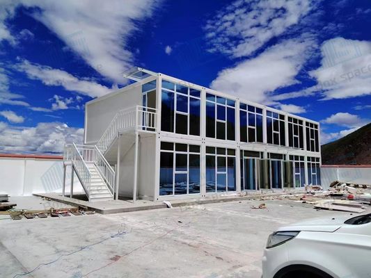 Facile d'assemblage et de démontage maison préfabriquée avec mur de verre isolé conteneur bureau pour le chantier de construction minière