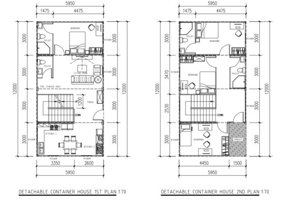 4 chambres à coucher Maison de conteneurs à paquet plat Maison de conteneurs modulaire préfabriquée Maison de conteneurs sur mesure avec meubles