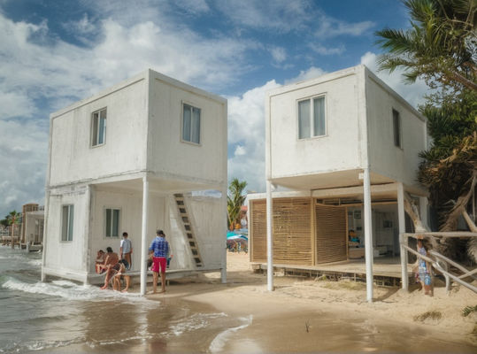 Maison à panneau sandwich préfabriqué modulaire Maison métallique préfabriquée avec mur d'isolation en laine de roche de 75 mm