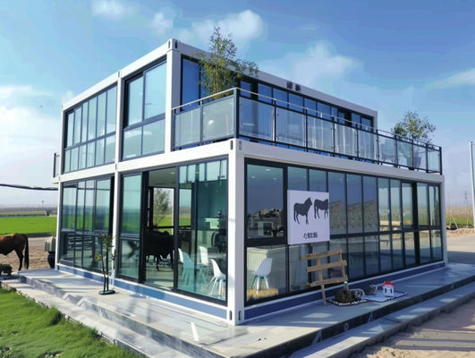 Boxspace 20ft maison de conteneur détachable personnalisée moderne 40ft maison portable avec grand mur de verre