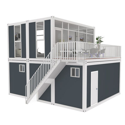 BOX SPACE 2 étages Container d'expédition de 40 pieds Maison avec garage Luxe Container d'expédition modulaire Maison de 2 lits